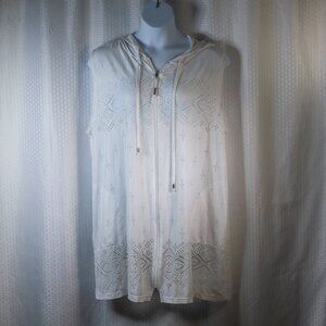 DOTTI Womens Gypsy Gem burnout Hoodie Cover Up sz 3X White Swimwear